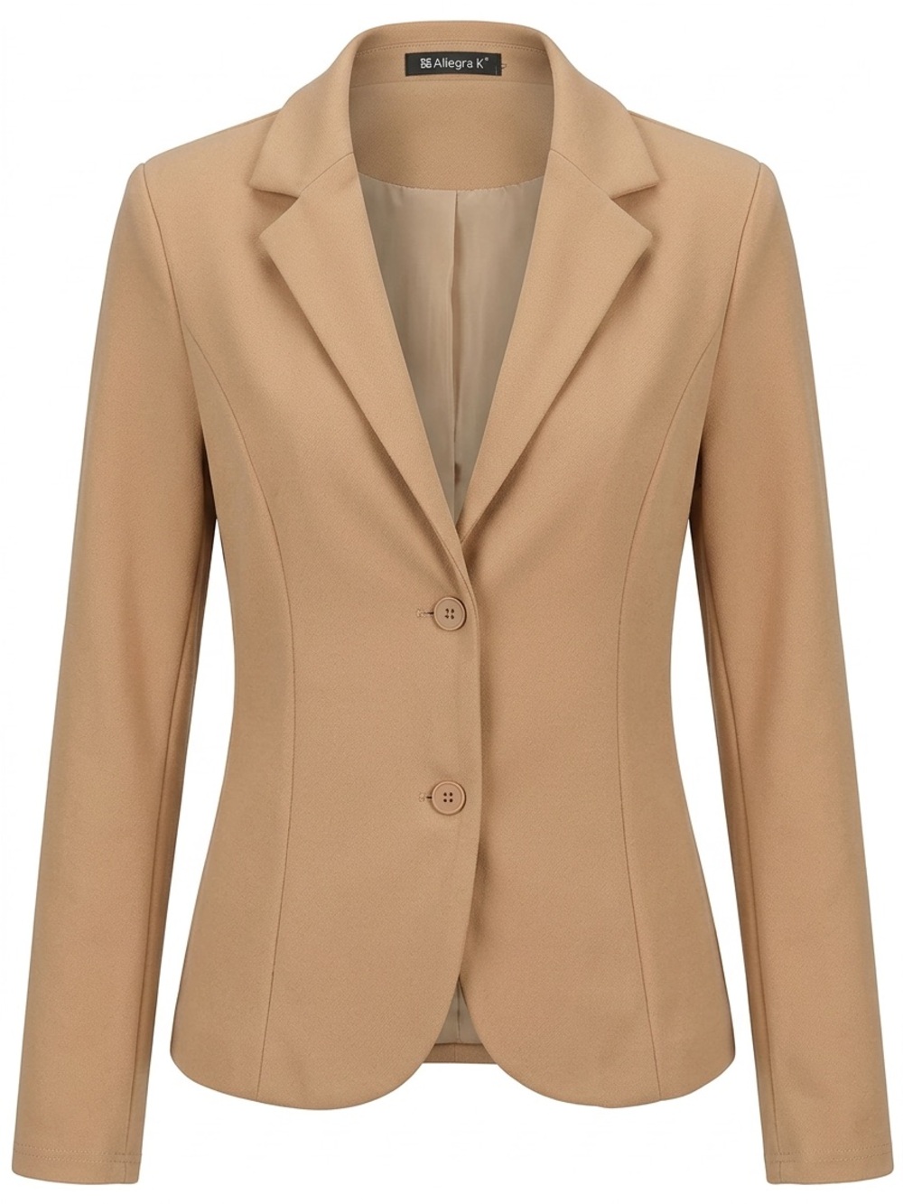 Allegra K Women's Fitted Tan Single-Breasted Blazer